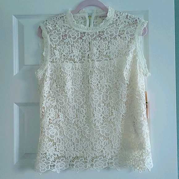 Nanette Lepore Tops - NWT Nanette Lepore Cream Lace Tank